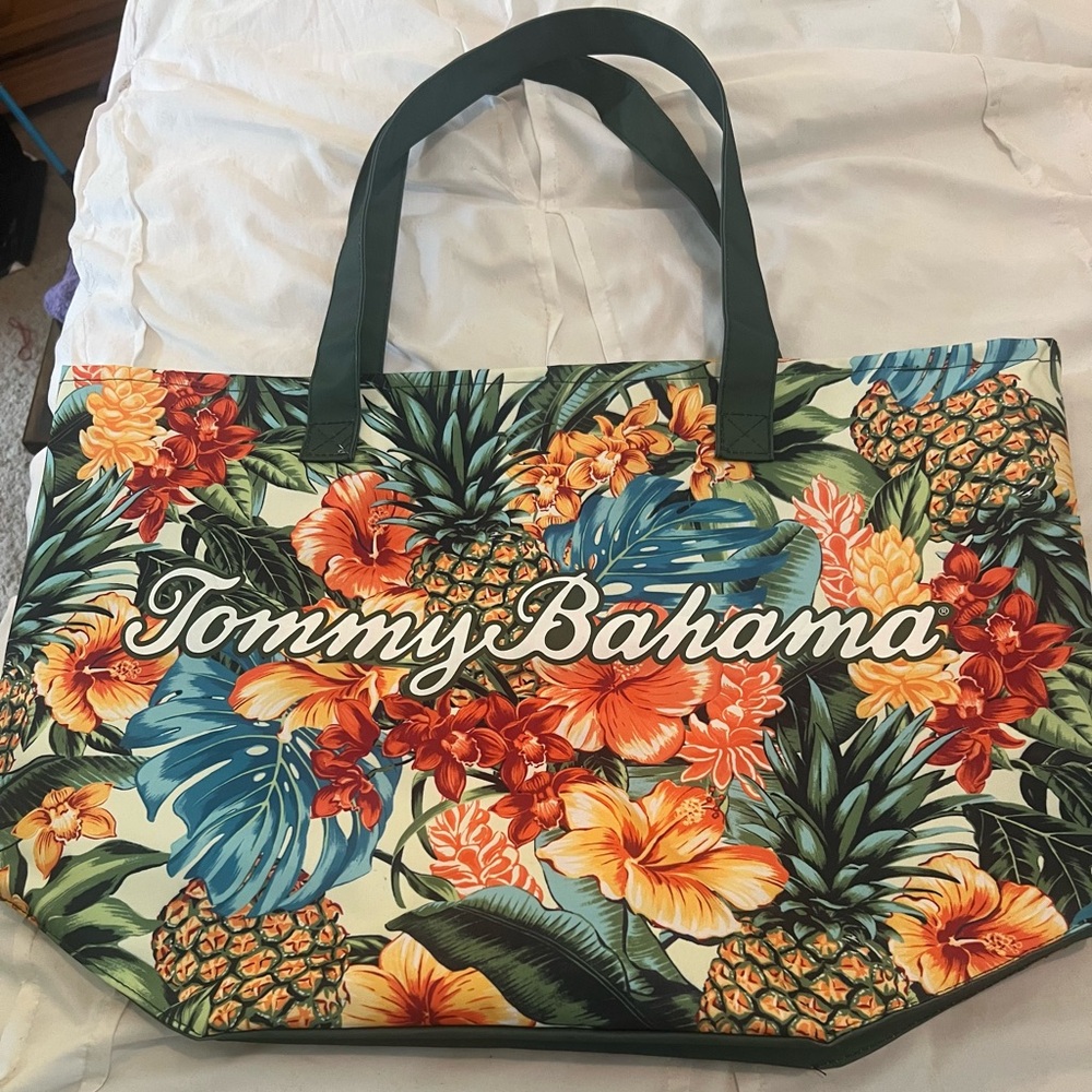 Tommy Bahama Tropical Floral Tote - Green and Orange